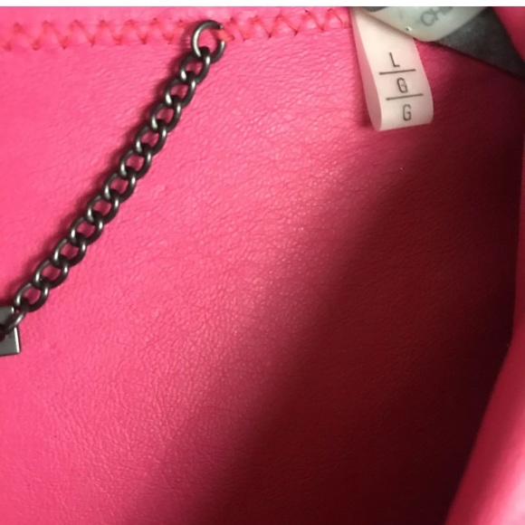 Elie Tahari Lamb Leather Pink & Red Moto - Picture 10 of 12